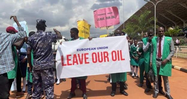 Ugandan students demonstrate against the EU