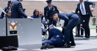 US president Joe Biden falls during Air Force ceremony (video)
