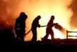 A police station set on fire to protest the death of a detainee