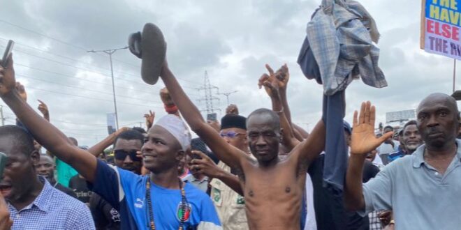 Man spotted protesting naked over cost of living in Nigeria (video)