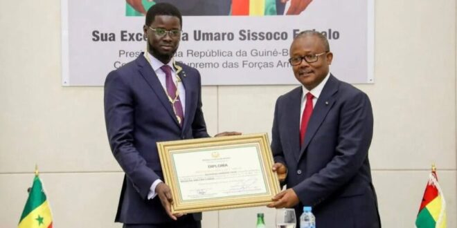 Senegalese President Diomaye Faye decorated in Guinea-Bissau